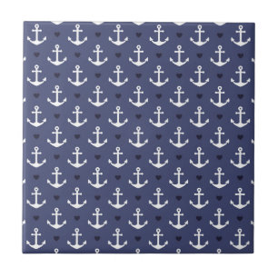 Cute Anchor Pattern Ceramic Tile