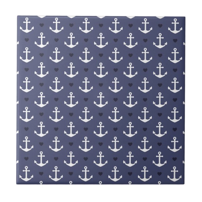 Cute Anchor Pattern Ceramic Tile (Front)