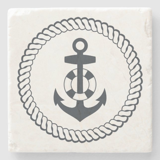 Cute Anchor Stone Coaster (Front)