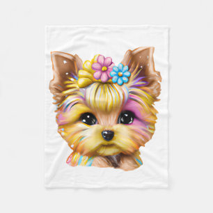 Cute and Adorable Baby Yorkie Fleece Blanket