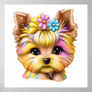 Cute and Adorable Baby Yorkie Poster