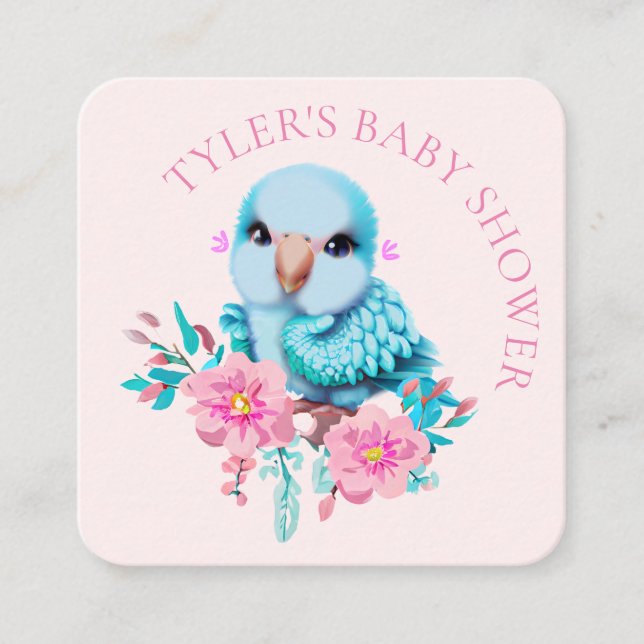 Cute and Adorable Blue Baby Parrot Enclosure Card (Front)