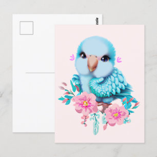 Cute and Adorable Blue Baby Parrot Postcard
