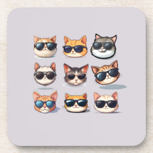 Cute And Adorable Cat Theme Hard plastic coaster