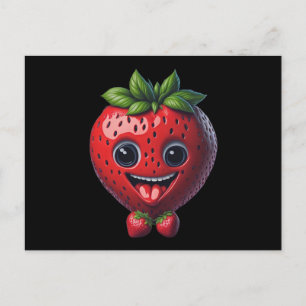 Cute and Adorable Charming Smiling Strawberry Postcard