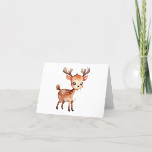 Cute and Adorable Christmas Reindeer BLANK  Holiday Card
