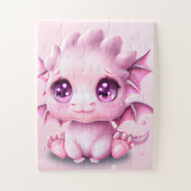 Cute and Adorable Fantasy Pink Baby Chibi  Poster Jigsaw Puzzle (Vertical)