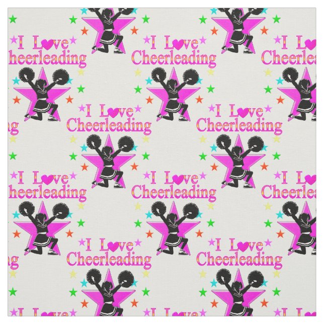 CUTE AND ADORABLE I LOVE CHEERLEADING FABRIC (Swatch)