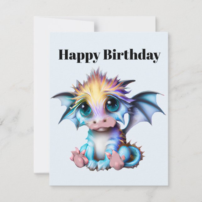 Cute and Adorable Kawaii Baby Dragon Holiday Card (Front)