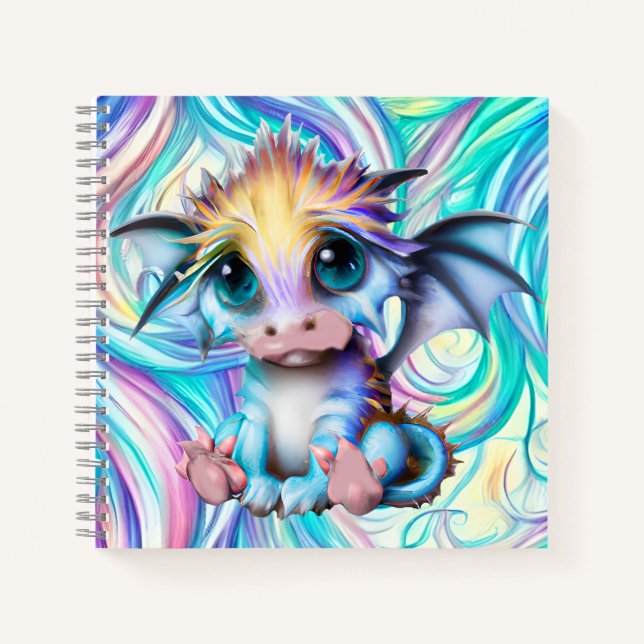 Cute and Adorable Kawaii Baby Dragon Notebook (Front)