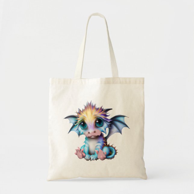 Cute and Adorable Kawaii Baby Dragon Tote Bag (Front)