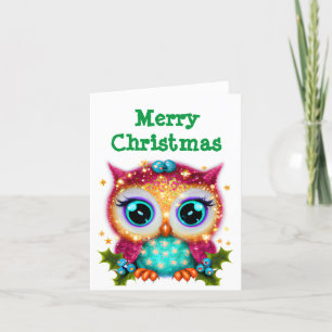 Cute and Adorable Kawaii Baby Owl   Holiday Card