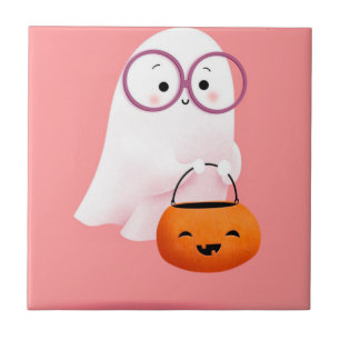 Cute and adorable Little GHOST for halloween Ceramic Tile