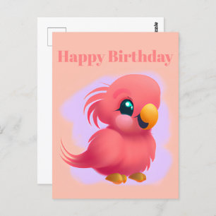 Cute and Adorable Pink Baby Parrot  Postcard