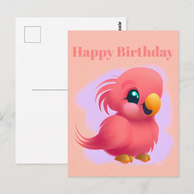 Cute and Adorable Pink Baby Parrot  Postcard (Front/Back)