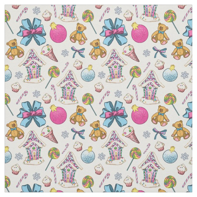 Cute And Adorable Pink Christmas Pattern Fabric (Swatch)