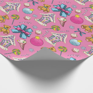 Cute And Adorable Pink Christmas Pattern Wrapping Paper