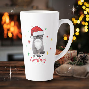 Cute and Adorable Santa Kitten Meowy Christmas Latte Mug