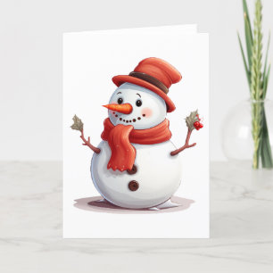 Cute and Adorable Snowman BLANK  Holiday Card