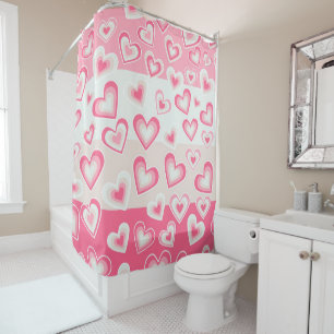 Cute and Adorable Valentine's Day Pastel Hearts Shower Curtain