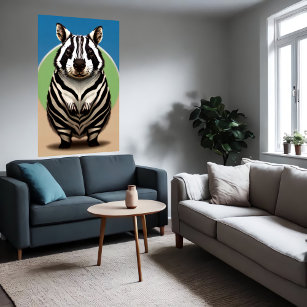 Cute and adorable Wombat Zebra hybrid   AI Art Poster