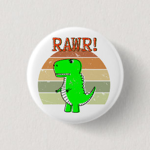 Cute And Angry Cartoon T-Rex Dinosaur Sunset  3 Cm Round Badge