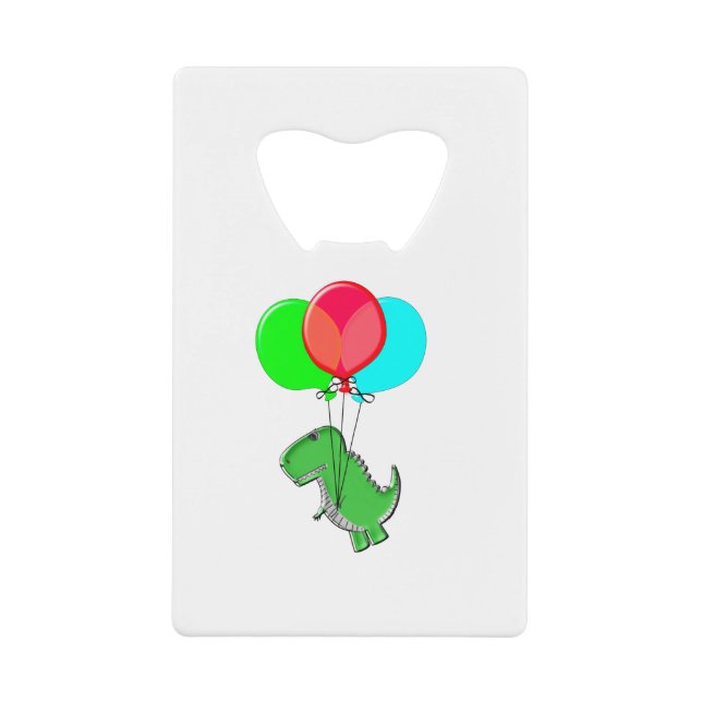 Cute And Angry Dino Flying With Party Balloons (Front)