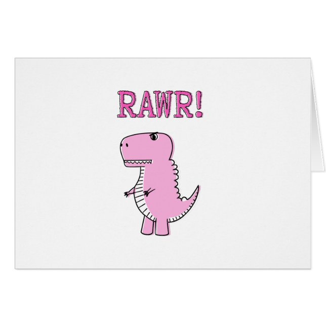 Cute And Angry Pink Cartoon T-Rex Dinosaur (Front Horizontal)