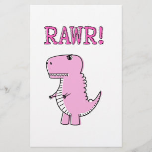 Cute And Angry Pink Cartoon T-Rex Dinosaur