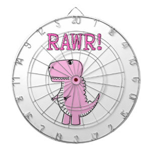 Cute And Angry Pink Cartoon T-Rex Dinosaur Dartboard