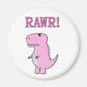 Cute And Angry Pink Cartoon T-Rex Dinosaur Magnet