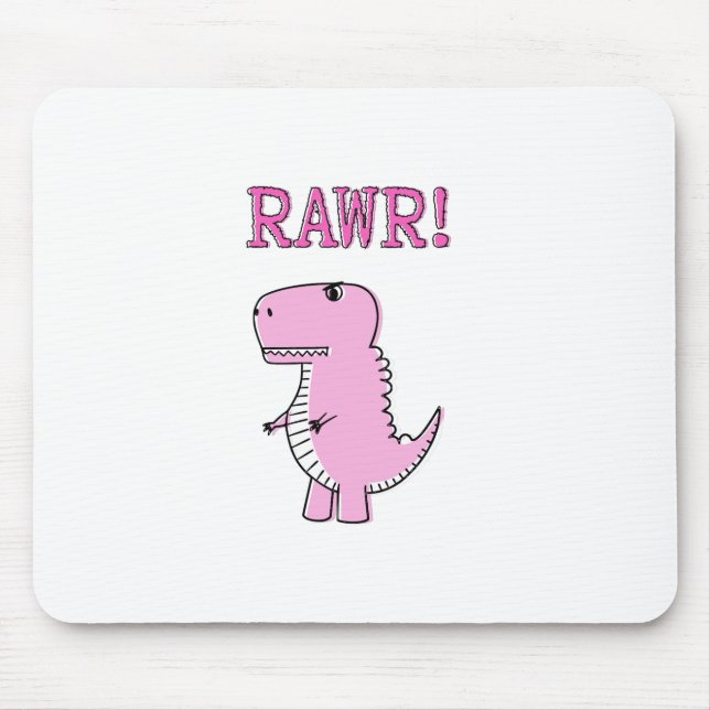 Cute And Angry Pink Cartoon T-Rex Dinosaur Mouse Pad (Front)