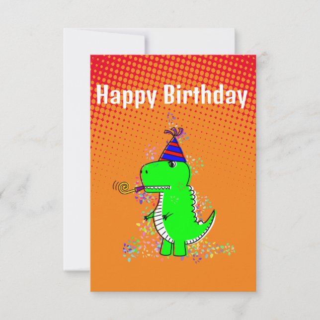 Cute and Angry T-Rex Dino Gradient  Card (Front)