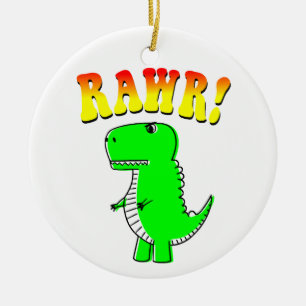 Cute and Angry T-Rex RAWR Groovy Text Ceramic Ornament
