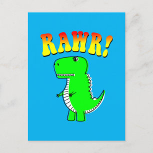 Cute and Angry T-Rex RAWR Groovy Text Postcard