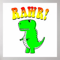 Cute and Angry T-Rex RAWR Groovy Text