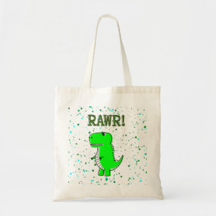 Cute and Angry T-Rex RAWR Paint Splatter Tote Bag