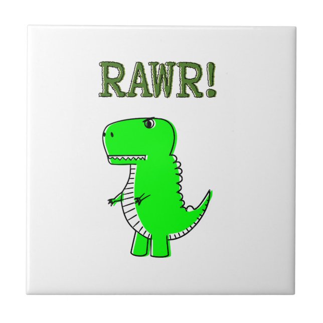 Cute and Angry T-Rex RAWR Tile (Front)