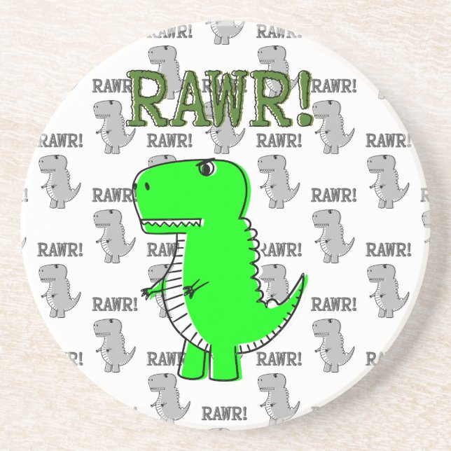 Cute and Angry T-Rex With Black And White Pattern Coaster (Front)