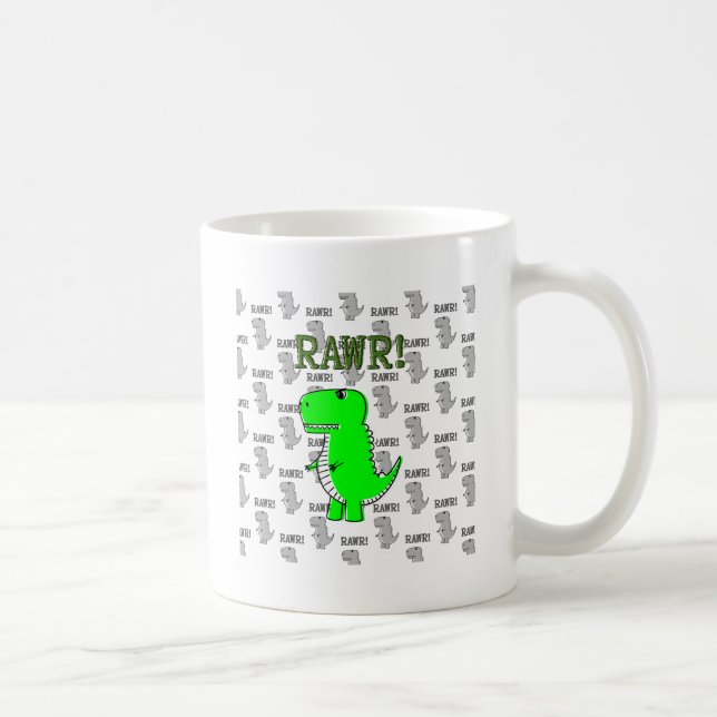 Cute and Angry T-Rex With Black And White Pattern Coffee Mug (Right)