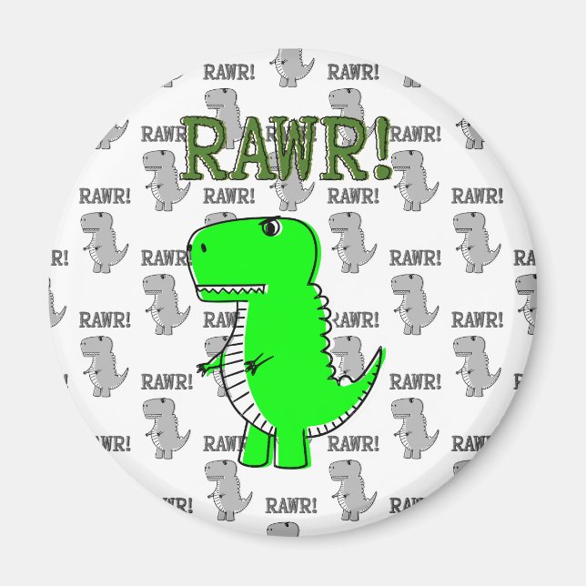 Cute and Angry T-Rex With Black And White Pattern Magnet (Front)