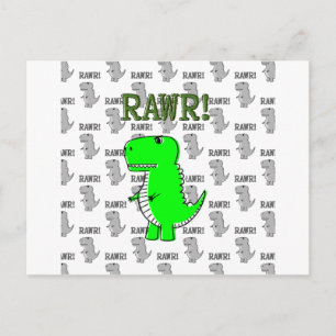 Cute and Angry T-Rex With Black And White Pattern Postcard