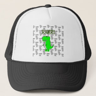 Cute and Angry T-Rex With Black And White Pattern Trucker Hat