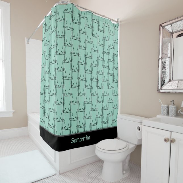 Cute and Awesome Coconut Trees Silhouette Pattern Shower Curtain (In Situ)