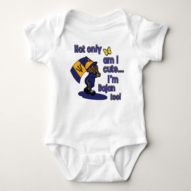 Cute and Bajan too! Baby Bodysuit (Front)