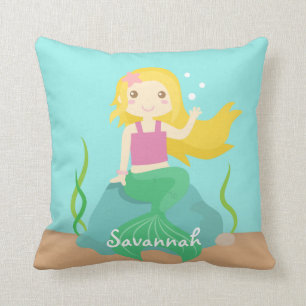 Cute and Beautiful Mermaid for Under the Sea Cushion