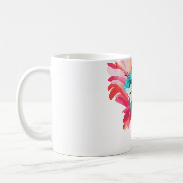 Cute and beautiful pink flamingo mexican bird with coffee mug (Left)