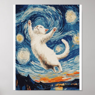Cute and beautiful white cat  poster