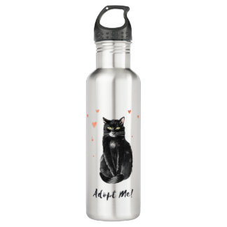 Cute and Black Cat Adopt Me   710 Ml Water Bottle