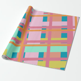 Cute and Bold Geometric Plaid Pattern in Fun Wrapping Paper